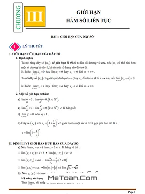 Chuyên Đề Giới Hạn, Hàm Số Liên Tục Toán 11 Cánh Diều