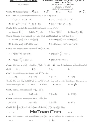 Đề khảo sát Toán 12 năm 2023 - 2024 trường THPT số 3 An Nhơn - Bình Định