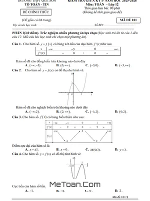Tải Đề Thi Giữa Kỳ 1 Toán 12 Năm 2025 - 2026 THPT Quế Sơn - Đà Nẵng (Có Đáp Án Chi Tiết)