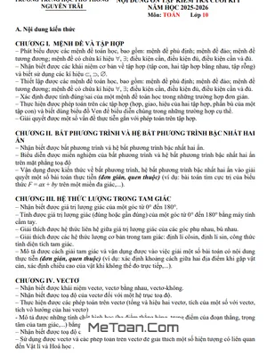 Đề cương ôn tập cuối học kì 1 Toán 10 năm 2025 – 2026 THPT Nguyễn Trãi – Đà Nẵng