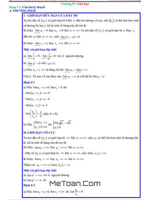 Chuyên Đề Giới Hạn Của Dãy Số, Giới Hạn Hàm Số Và Hàm Số Liên Tục Lớp 11
