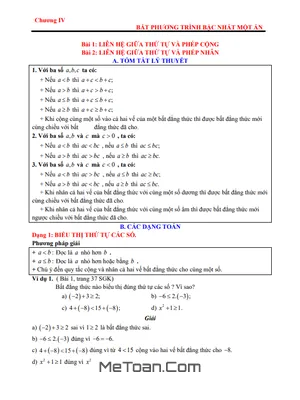 Bất phương trình bậc nhất một ẩn lớp 8: Lý thuyết, dạng toán và bài tập