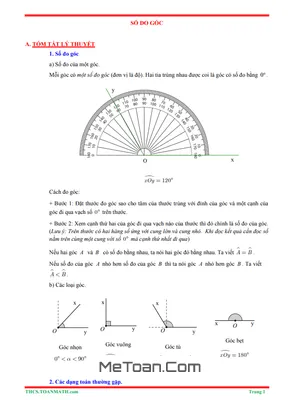Lý Thuyết Và Trắc Nghiệm Số Đo Góc Lớp 6