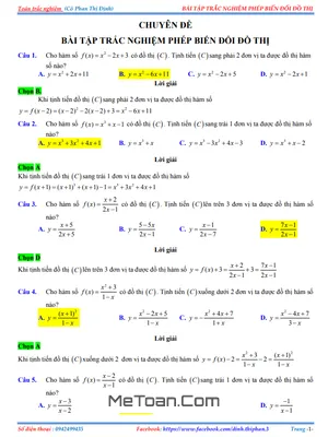 33 Bài Tập Trắc Nghiệm Phép Biến Đổi Đồ Thị Có Đáp Án Và Lời Giải