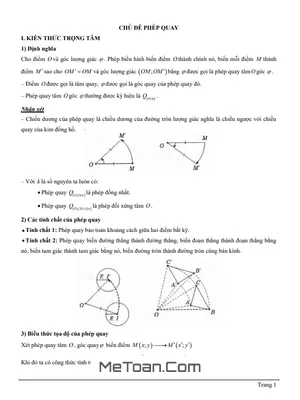 Tài Liệu Phép Quay Hình Học 11: Trọng Tâm Lý Thuyết & Bài Tập Có Lời Giải