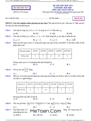 💯 05 Đề Thi Thử Cuối Học Kì 1 Toán 11 Năm 2024 - 2025 Có Lời Giải Chi Tiết 💯