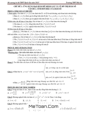 Đề Cương Ôn Thi THPT Quốc Gia 2017 Môn Toán Trường THPT Hải An - Hải Phòng