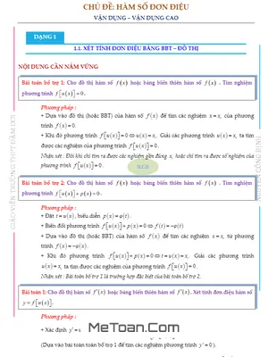 Bài Toán Vận Dụng - Vận Dụng Cao Tính Đơn Điệu Của Hàm Số - Nguyễn Công Định