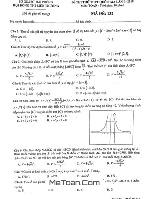 Đề thi thử Toán THPT Quốc gia 2019 lần 1 - Hội đồng thi liên trường Hải Phòng