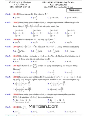 Đề thi thử THPT Quốc gia 2017 môn Toán Sở GD&ĐT TP. HCM (Cụm chuyên môn VI)