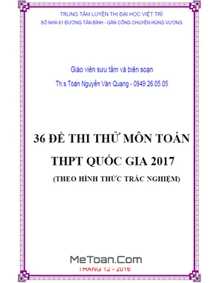 Bộ 36 Đề Thi Thử THPT Quốc Gia Môn Toán 2017 Có Đáp Án