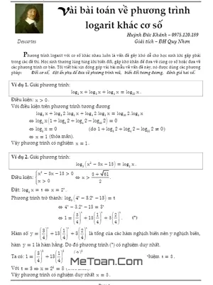 Giải Mã Bí Ẩn: Phương Trình Logarit Khác Cơ Số - TS. Huỳnh Đức Khánh