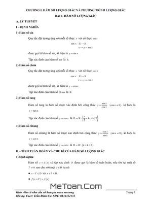 Phân Loại Và Phương Pháp Giải Bài Tập Hàm Số Lượng Giác Và Phương Trình Lượng Giác Lớp 11