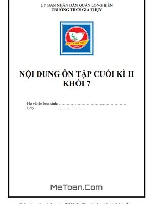 Đề cương ôn tập Toán 7 cuối kỳ 2 năm 2024 - 2025 trường THCS Gia Thụy - Hà Nội