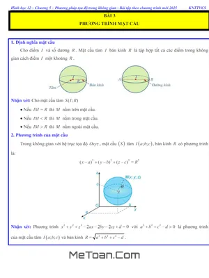 Tổng hợp dạng bài tập Phương trình mặt cầu Toán 12 KNTT - Có lời giải