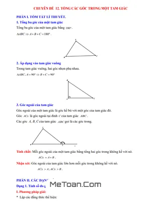 Chuyên Đề Toán 7: Tổng Ba Góc Trong Tam Giác