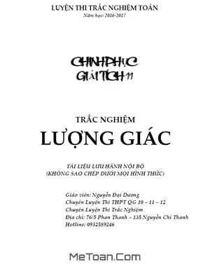 Chuyên Đề Trắc Nghiệm Hàm Số Lượng Giác Và Phương Trình Lượng Giác - Nguyễn Đại Dương