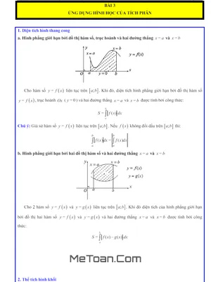 Bí Kíp Vượt Qua Mọi Dạng Bài Tập Ứng Dụng Hình Học Của Tích Phân Toán 12 CTST