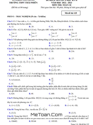 Đề giữa học kỳ 2 Toán 10 năm 2022 – 2023 trường THPT Thái Phiên – Hải Phòng