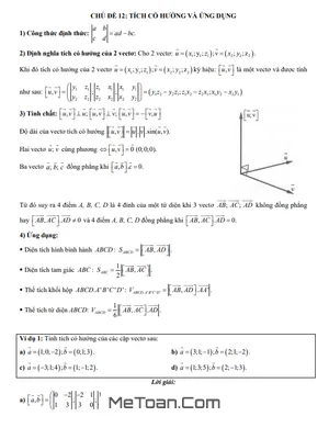 Trắc nghiệm Tích có hướng của hai vectơ và ứng dụng - Lớp 12