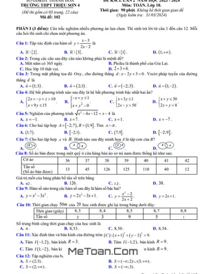 Đề KSCL lần 2 Toán 10 năm 2023 - 2024 trường THPT Triệu Sơn 4 - Thanh Hóa
