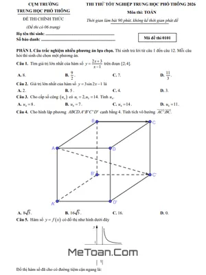 Đề thi thử Tốt nghiệp THPT 2026 môn Toán trường THPT chuyên Phan Bội Châu – Nghệ An