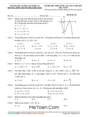 Đề Thi Thử THPT Quốc Gia 2017 Môn Toán Trường THPT Chuyên Phan Bội Châu - Nghệ An Lần 3