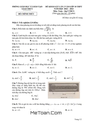 Đề khảo sát Toán vào 10 năm 2023 lần 3 phòng GD&ĐT Giao Thủy – Nam Định
