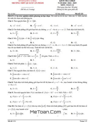 Đề GHK2 Toán 12 năm 2024 – 2025 trường THPT Quách Văn Phẩm – Cà Mau
