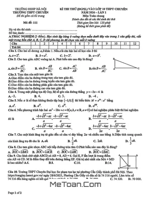 Đề thi thử vào lớp 10 môn Toán (chung) năm 2026 lần 1 Trường Chuyên ĐHSP Hà Nội