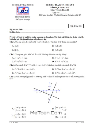 Đề giữa kỳ 1 Toán 10 năm 2024 - 2025 trường THPT chuyên Trần Phú - Hải Phòng