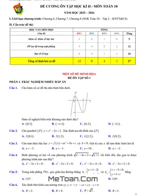 Đề Cương Ôn Tập Cuối Học Kỳ 2 Toán 10 Năm 2025-2026 Trường THPT Việt Đức, Hà Nội
