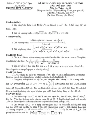 Đề Giao Lưu HSG Tỉnh Toán 11 Năm 2019 - 2020 Trường Bá Thước - Thanh Hóa