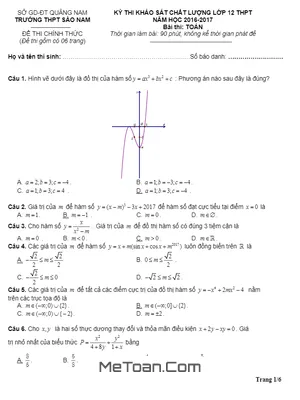 Đề Thi Thử THPT Quốc Gia 2017 Môn Toán - Trường THPT Sào Nam Quảng Nam