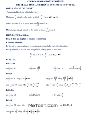 Tài Liệu Dạy Thêm - Học Thêm Chuyên Đề Hai Bài Toán Về Phân Số Lớp 6