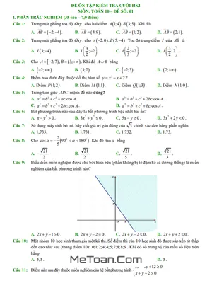 15 Đề Ôn Tập Kiểm Tra Cuối Học Kì 1 Toán 10 Chân Trời Sáng Tạo