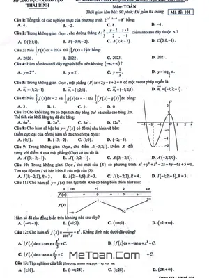 Đề khảo sát chất lượng Toán 12 lần 2 năm 2023 - 2024 Sở GD&ĐT Thái Bình