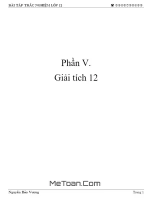 Tuyển tập bài tập trắc nghiệm Toán 12 có đáp án - Nguyễn Bảo Vương
