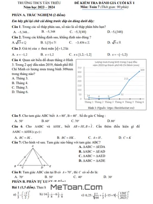 Đề Thi Cuối Kỳ 1 Toán 7 Năm 2023 - 2024 Trường THCS Tân Triều - Hà Nội