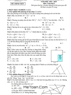 Đề học kỳ 1 Toán 8 năm 2024 - 2025 phòng GD&ĐT Hải Hậu - Nam Định