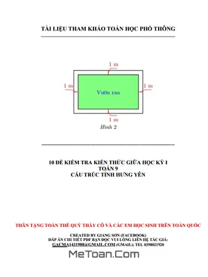 10 Đề Kiểm Tra Toán 9 Giữa Học Kỳ 1 (Cấu Trúc Sở GD&ĐT Hưng Yên)