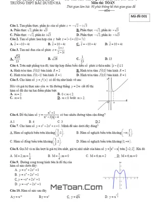 Đề thi thử THPT Quốc gia 2017 môn Toán trường THPT Bắc Duyên Hà - Thái Bình lần 2