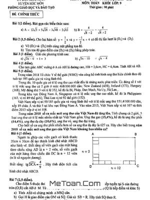 Đề thi học kì 1 Toán 9 năm 2018 - 2019 phòng GD&ĐT Hóc Môn - TP.HCM