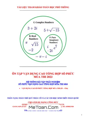 Ôn Tập Vận Dụng Cao Tổng Hợp Số Phức Thi THPT 2023 Môn Toán