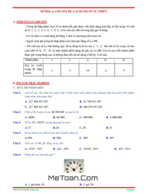 Cẩm Nang Ôn Luyện: Cách Ghi Số Tự Nhiên - Lý Thuyết & Trắc Nghiệm Lớp 6