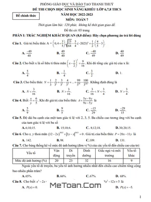 Đề thi học sinh năng khiếu Toán 7 năm 2022 - 2023 phòng GD&ĐT Thanh Thủy - Phú Thọ
