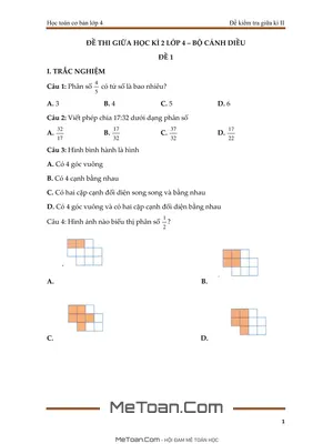 Bộ 5 Đề Thi Giữa Học Kì 2 Môn Toán Lớp 4 (Cánh Diều)