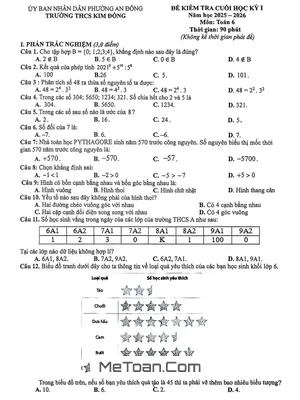 Đề thi học kì 1 Toán 6 năm 2025 - 2026 trường THCS Kim Đồng - TP.HCM