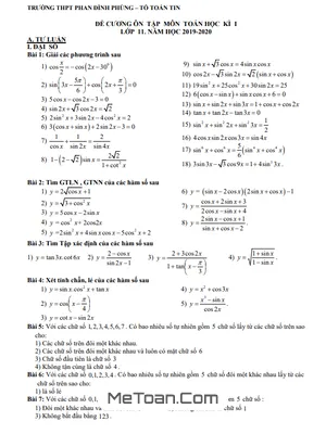 Đề Cương Ôn Tập HK1 Toán 11 Năm 2019 - 2020 Trường THPT Phan Đình Phùng - Hà Nội