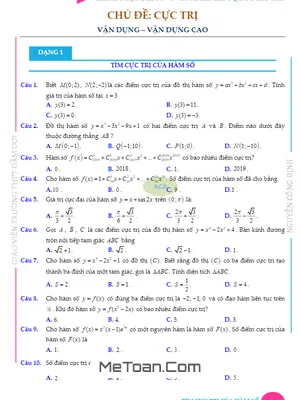 Bài Tập Vận Dụng - Vận Dụng Cao Cực Trị Hàm Số - Nguyễn Công Định